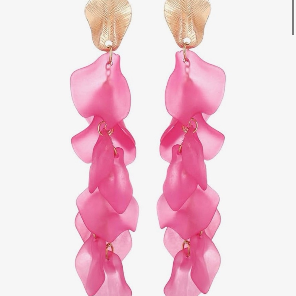 Pink Petal Drop Earrings